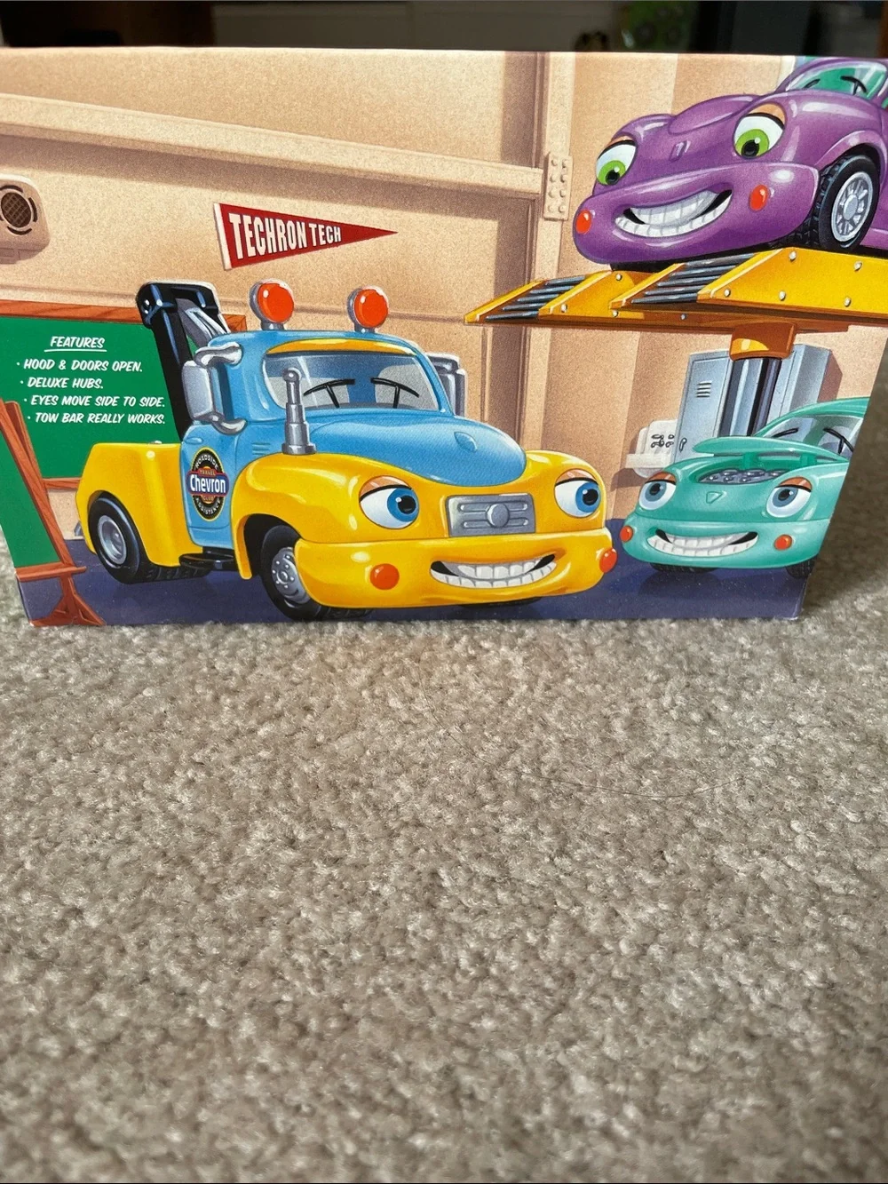 Chevron Cars Trevor Toy Tow Truck - Blue & Yellow